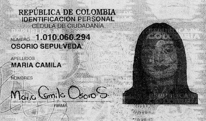 Cédula de ciudadanía de Maria Camila Osorio Sepulveda — frente