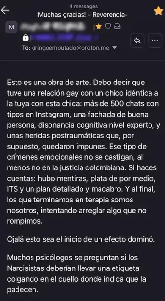 Correo de un hombre que vivió una relación gay idéntica: 500+ chats, fachada de buena persona, ITS, heridas impunes